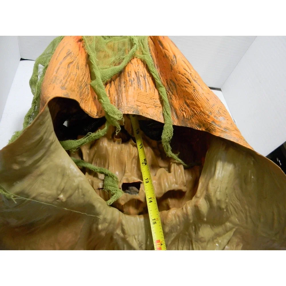 Gemmy Halloween Creepy Pumpkin Mask Jack O Lantern Adult Horror Costume Prop